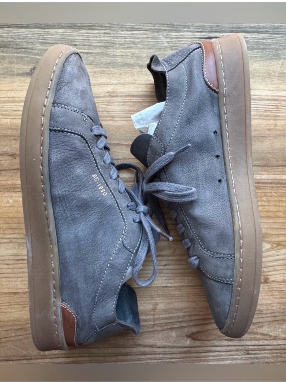 Sam Edelman JAYME Gray Leather Low-Top Sneakers with Gum Sole